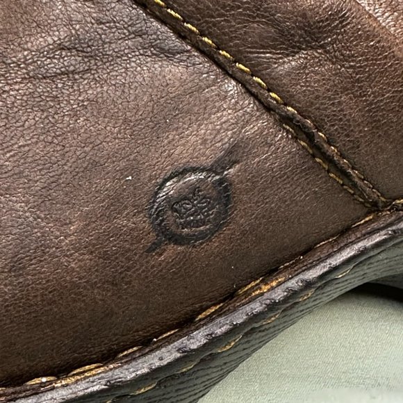 Born Toby II Slip-on Brown leather Clogs - Picture 3 of 9